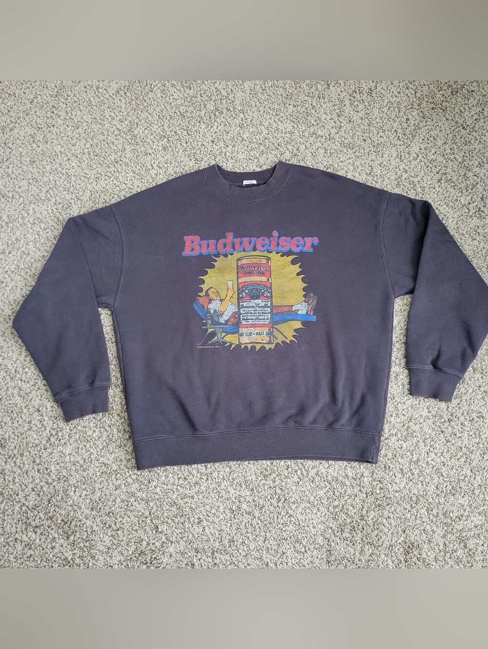 Abercrombie & Fitch Sweatshirt Budweiser Viral Black Gray Oversized Medium